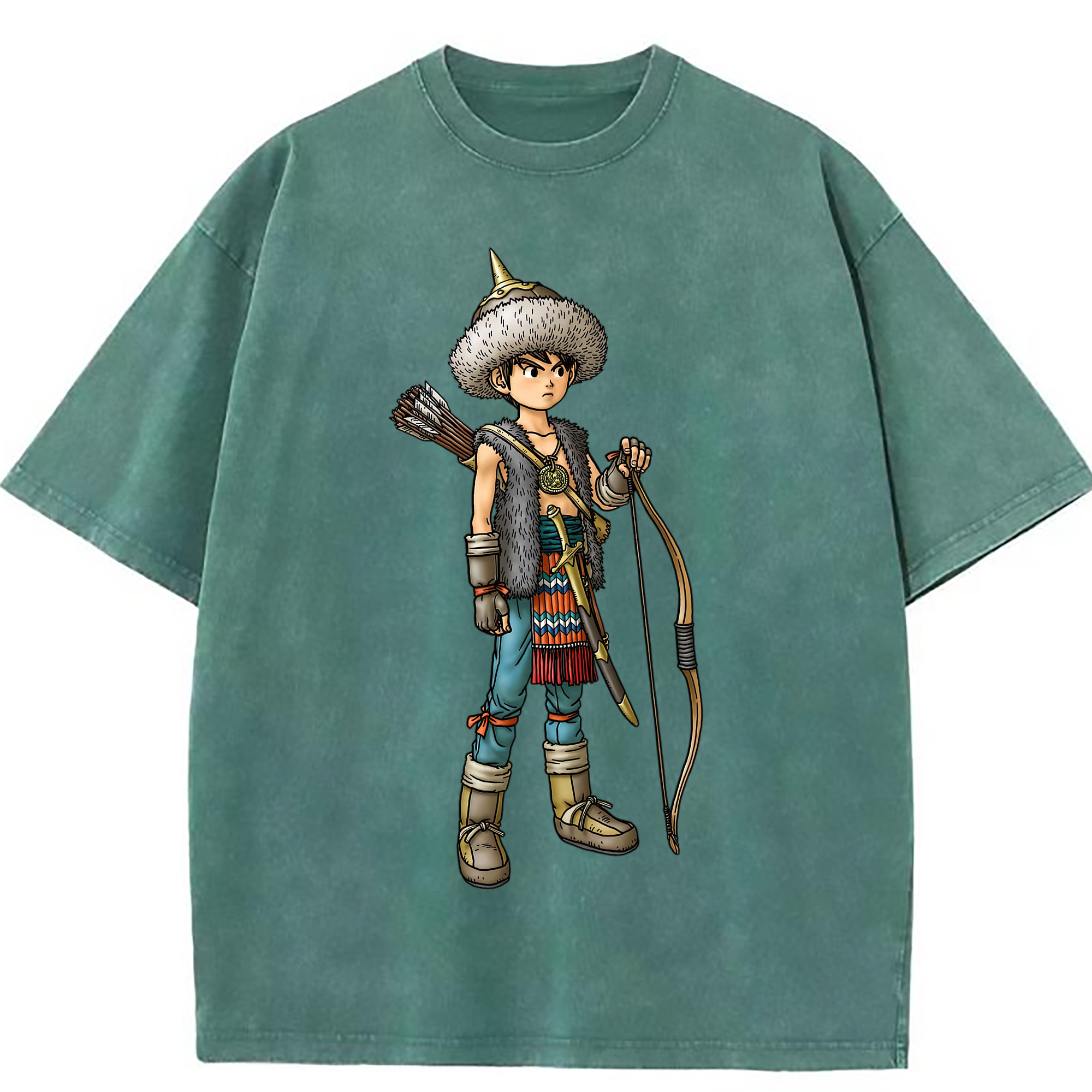 （画像用） ドラゴンクエスト Doragon Kuesuto Dragon Quest 綿100% ヴィンテージ風 半袖Tシャツ（フロントプリント）